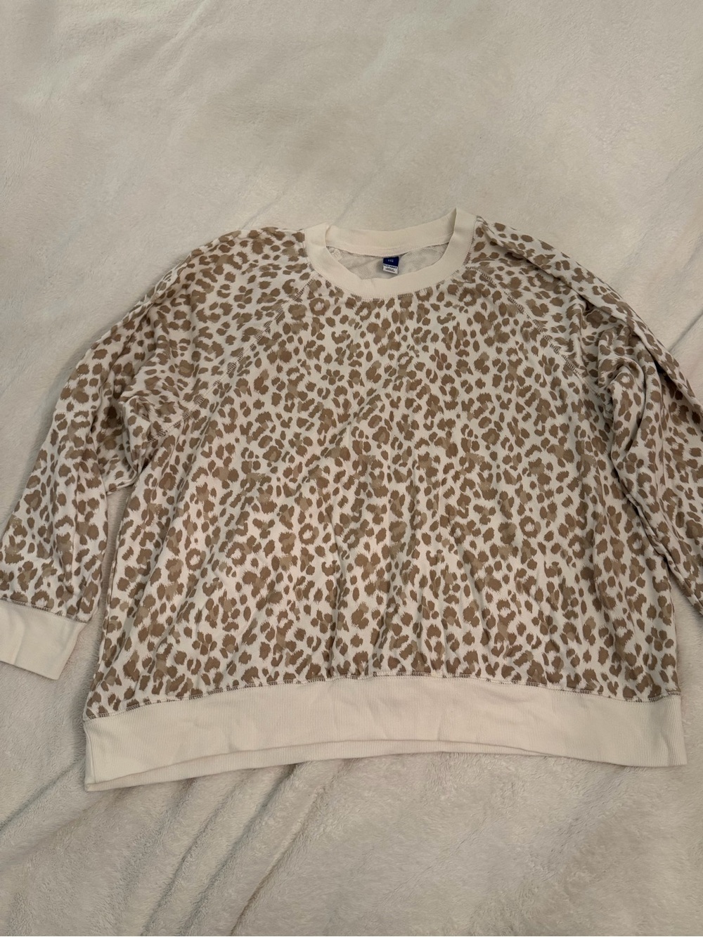 Womens Cream & Beige Leopard Print Pullover Sweatshirt